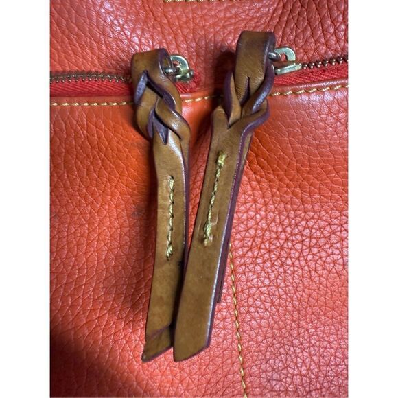 Dooney & Bourke Dillen Satchel Shoulder Bag Hobo Pebble Orange Leather See NOTES - Picture 3 of 16